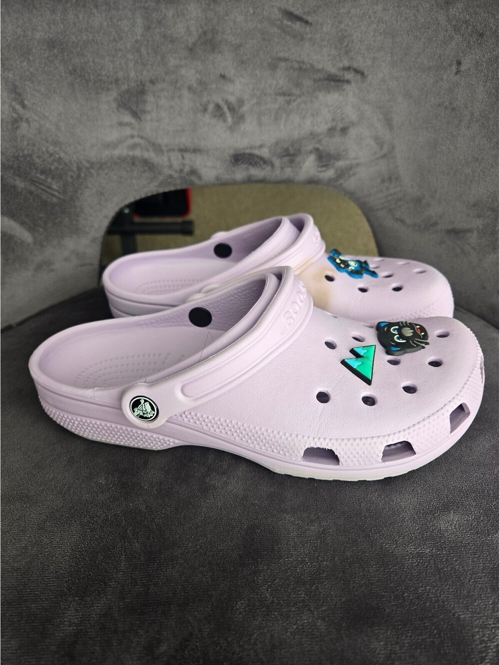Crocs Classic Clog Lavender Purple Men's 8 Women's 10 with Panthers Jibbitz